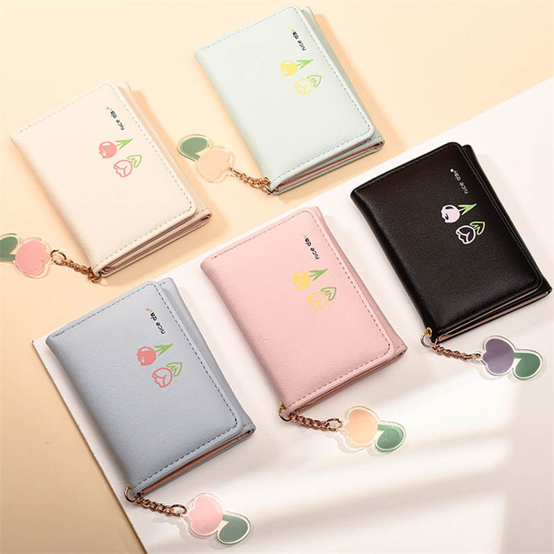Women Short Cute Small Wallets Student 3 Fold Card Holder Girl ID Bag Card Holder Coin Purse Ladies Printing Wallets Bags
