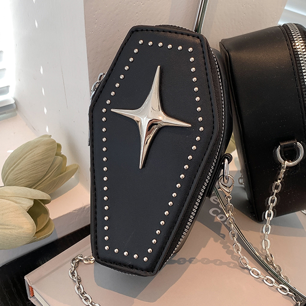 Fashion Vintage Gothic Crossbody Bags for Women Chain Shoulder Bags Cool Rivet Punk Handbag Rock Girls Purses Female Clutch Bag