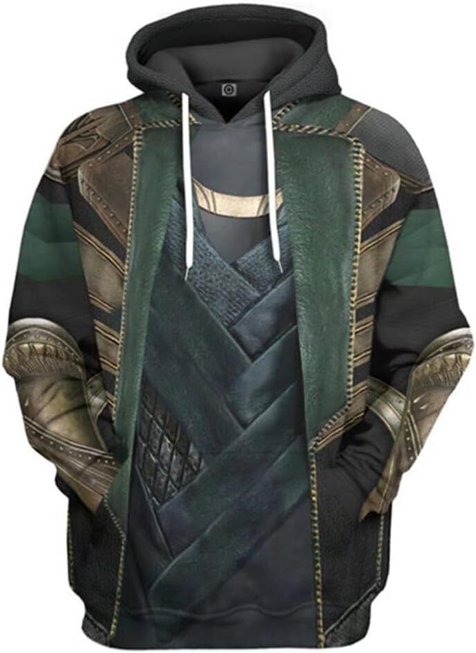 Hoodie for Mens Womens Loki Cosplay Hoodie Halloween Superhero Costume Pullover Sweatshirt Graphic Hoodies sweatshirt Cool patterns