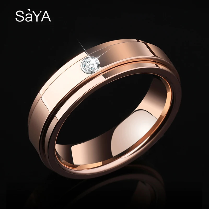 Mens couple ring womens personalized rotating tungsten jewelry inlaid with silica stone wedding ring customized carving 241106