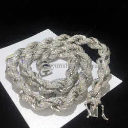Twisted Moissanite S 10k 14k Solid Gold Hip Hop Men Jewelry Cuban Necklace Iced Out Vvs Dia Rope Chain