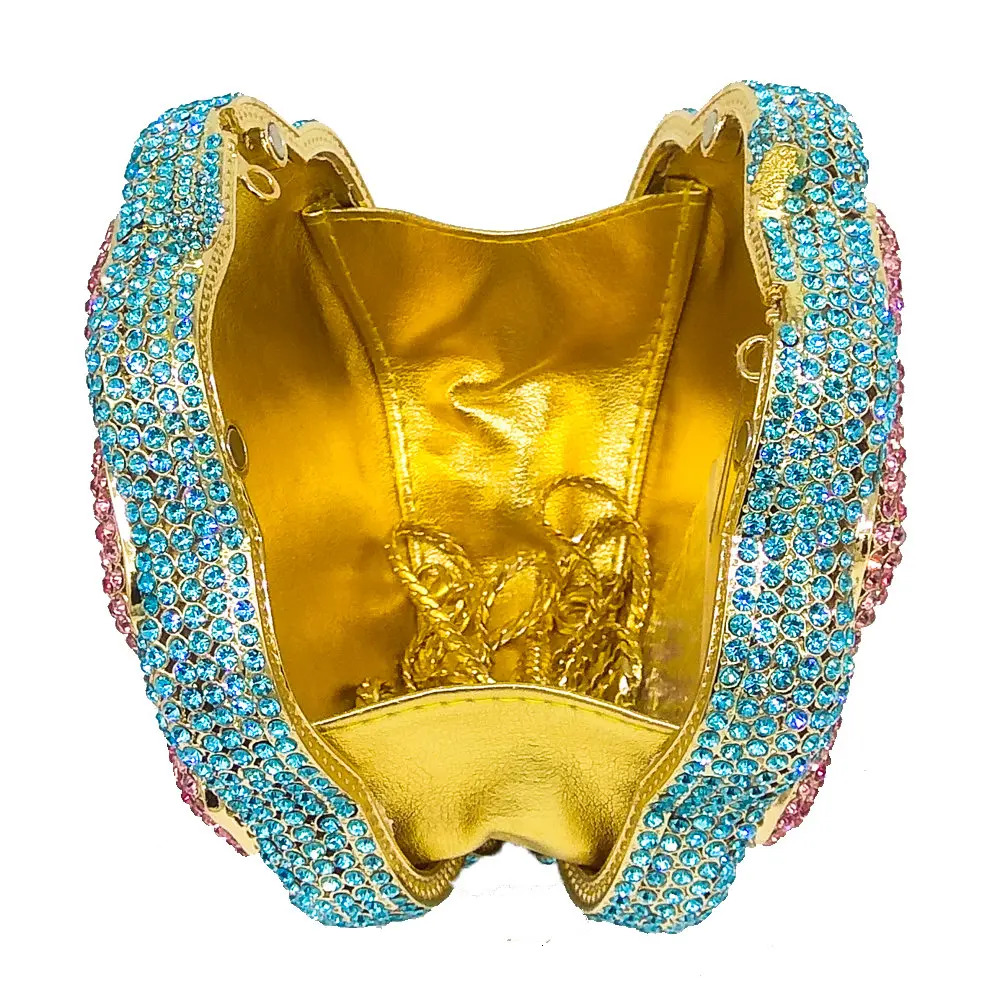 Boutique Rose Designer Crystal Handbag Women's Formal Party Evening Dress Handbag Bridal Wedding Rhie Wallet