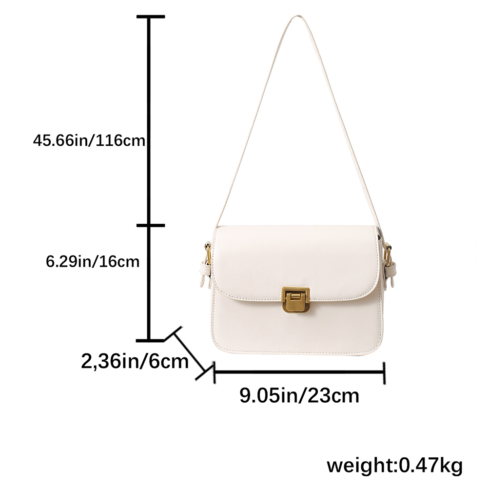Women Fashion Shoulder Bag Solid Color PU Leather Stylish Crossbody Bag Adjustable Strap Vintage Commuting Bag Trendy Sling Bag