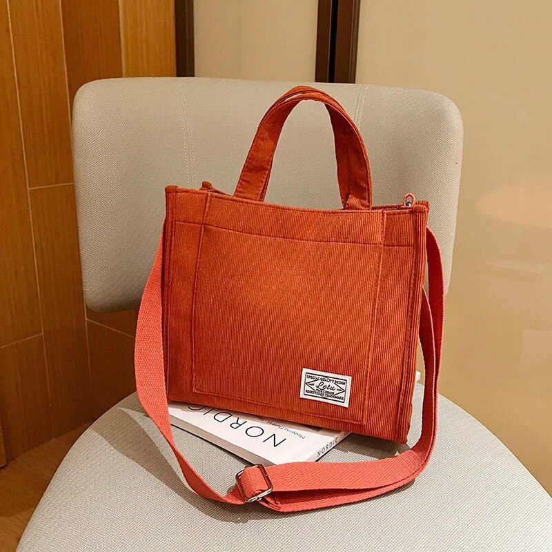 Women Corduroy Zipper Shoulder Bag FemaleSmall Cotton Canvas Messenger Bag Retro Vintage Crossbody Bags Bag for Women