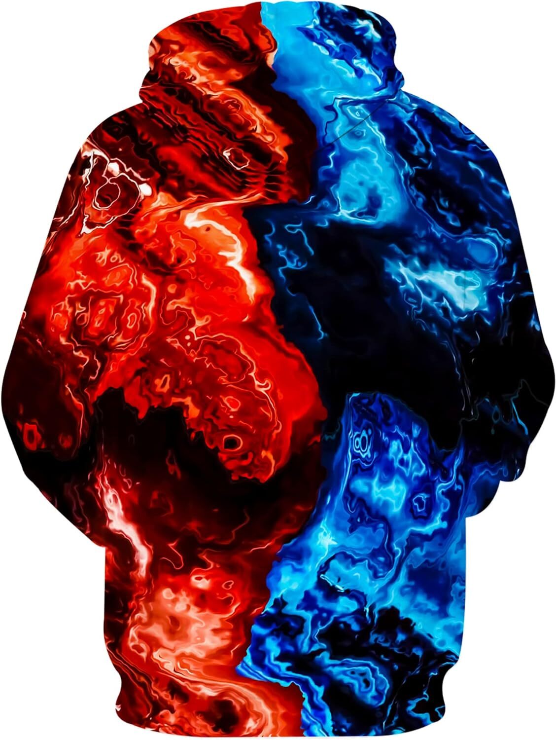 Hoodie for Mens Womens Unisex Novelty 3D Printed Hoodies Long Sleeve Sweatshirts for Men Women with Big Pockets Graphic Cool Red Blue