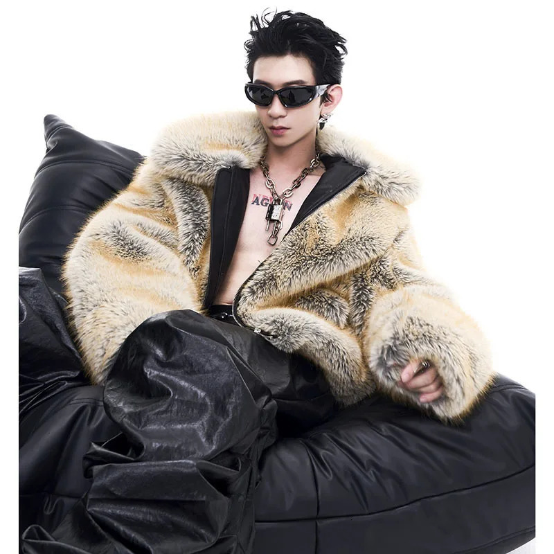 LUZHEN High end Mink Thick Coat for Winter Handsome High quality Niche n Artificial Fur Top for Men LZ6797 241107