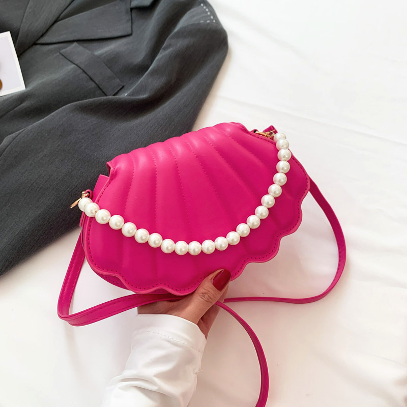 Bag Women Soft PU Leather Shoulder Cross Hand bag Sea Shell Pearl Chain Small Clutch Party Lady Armpit Aesthetic Fashion Bags