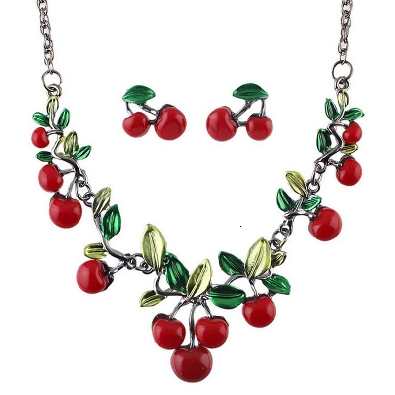 Ahmed Jewelry Fashion Beautiful Cherry Maxi Necklace with Earrings Jewelry Set for Women N129 241106