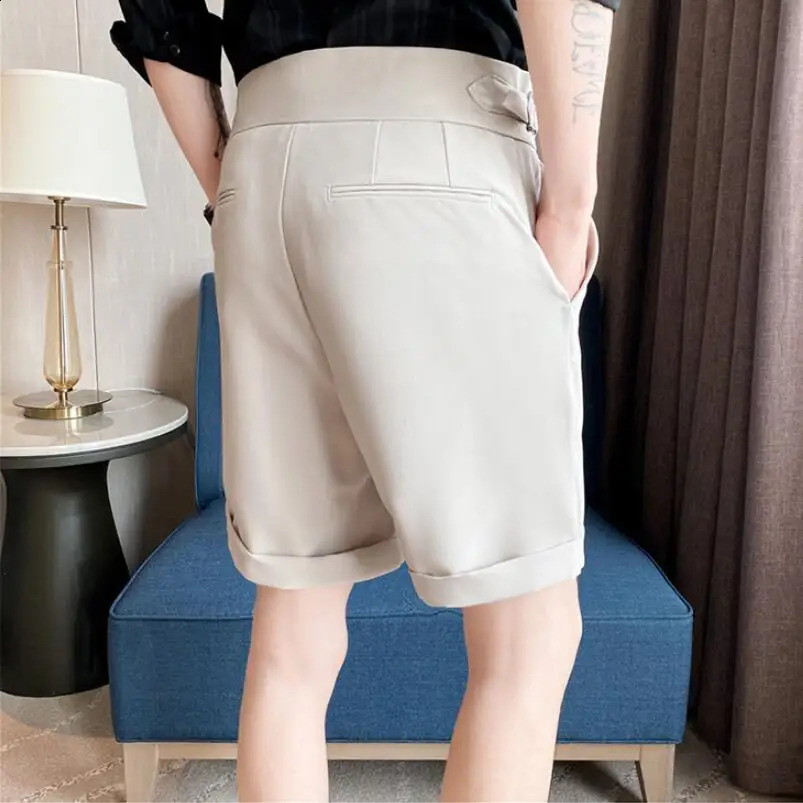 Men Summer Shorts Korean Fashion Business Casual Chino Office Trousers Cool Breathable Clothing S3XL 240407