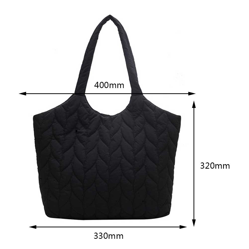 Autumn&Winter Women Puffy Padded Shoulder Bag Large Capacity New Handbag Solid Quilted Tote Bag Embroidered Thread Shopper Bag