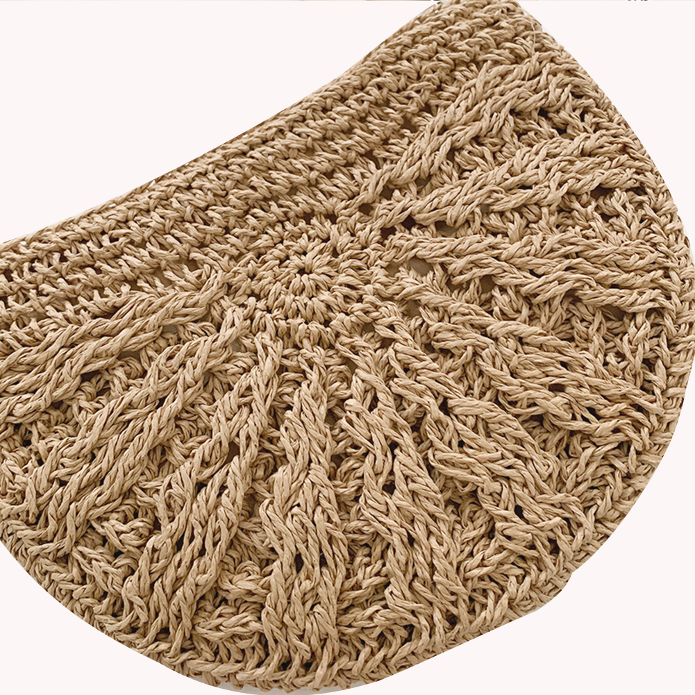 Leisure Straw Rope Handmade Woven Purse Semicircle Summer Vacation Shoulder Crossbody Bag Casual Shouder Bag Beachwear