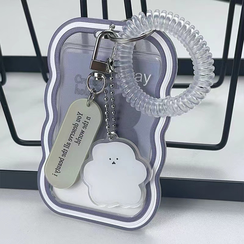 Portable Women Id Credit Card Holder Keychain Lovely Card Case Bag Pendant Chasing Star Idol Photocard Display Protective Sleeve