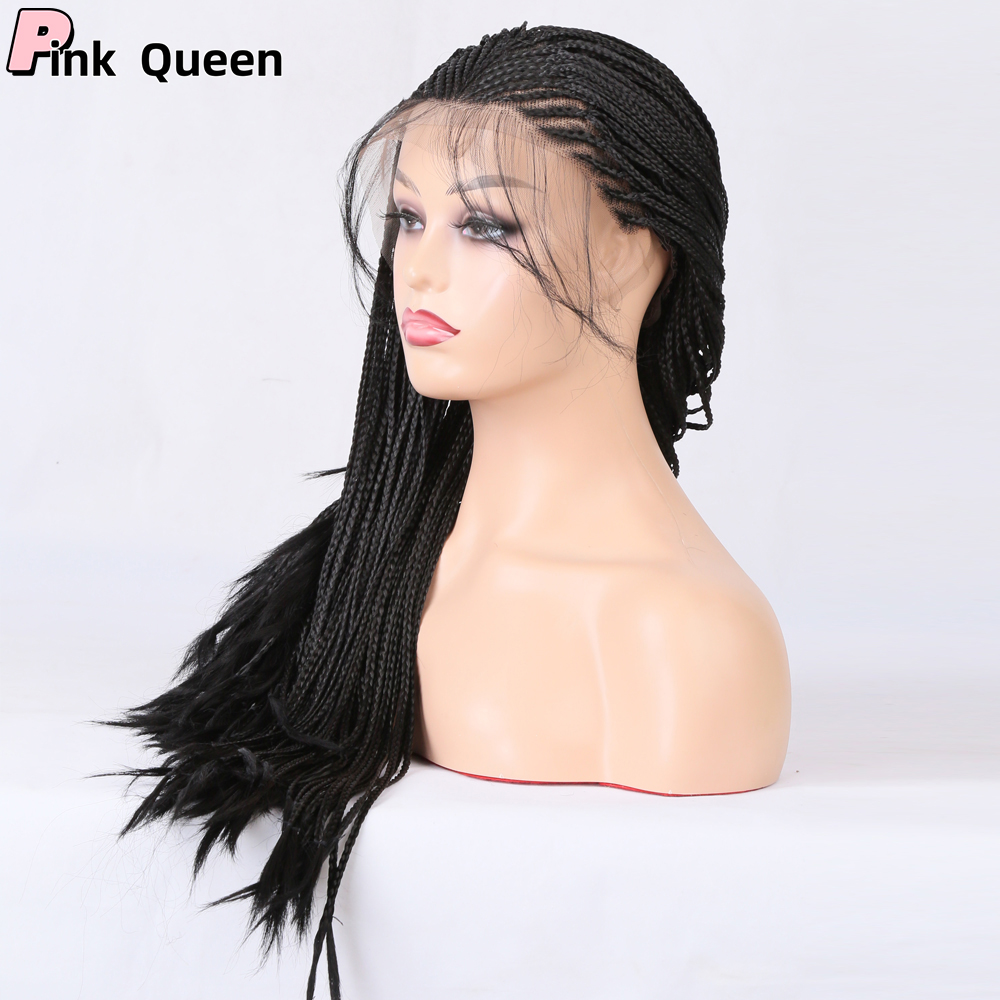 European and American fashion chemical fiber wig 13*4 front lace wig three dreadlocks black 26 inch long vacation hair