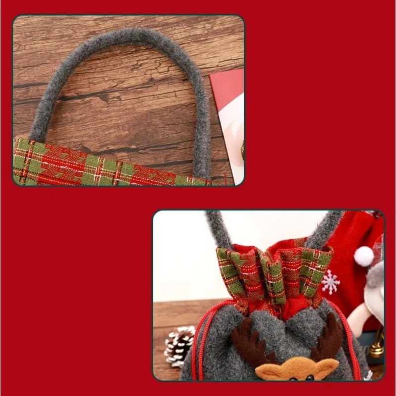 Christmas gift bag candy storage bag handbag Christmas Eve decoration supplies cute cartoon deer bear snowman packaging bag 241107