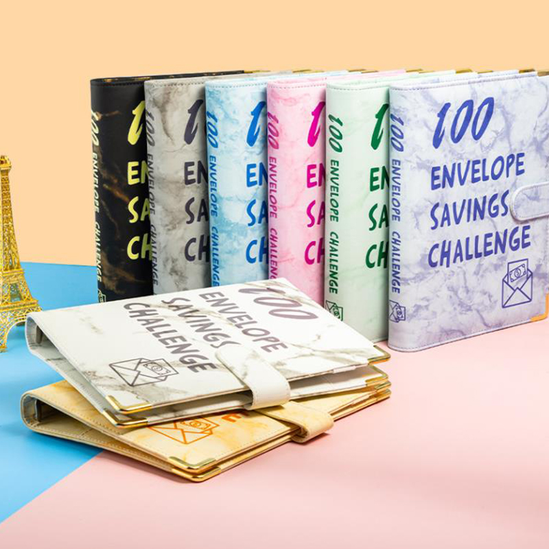 100 Envelope Savings Challenge Laser A5 Loose-Leaf Binder With Cash Envelopes Money Organizer Savings Notebook