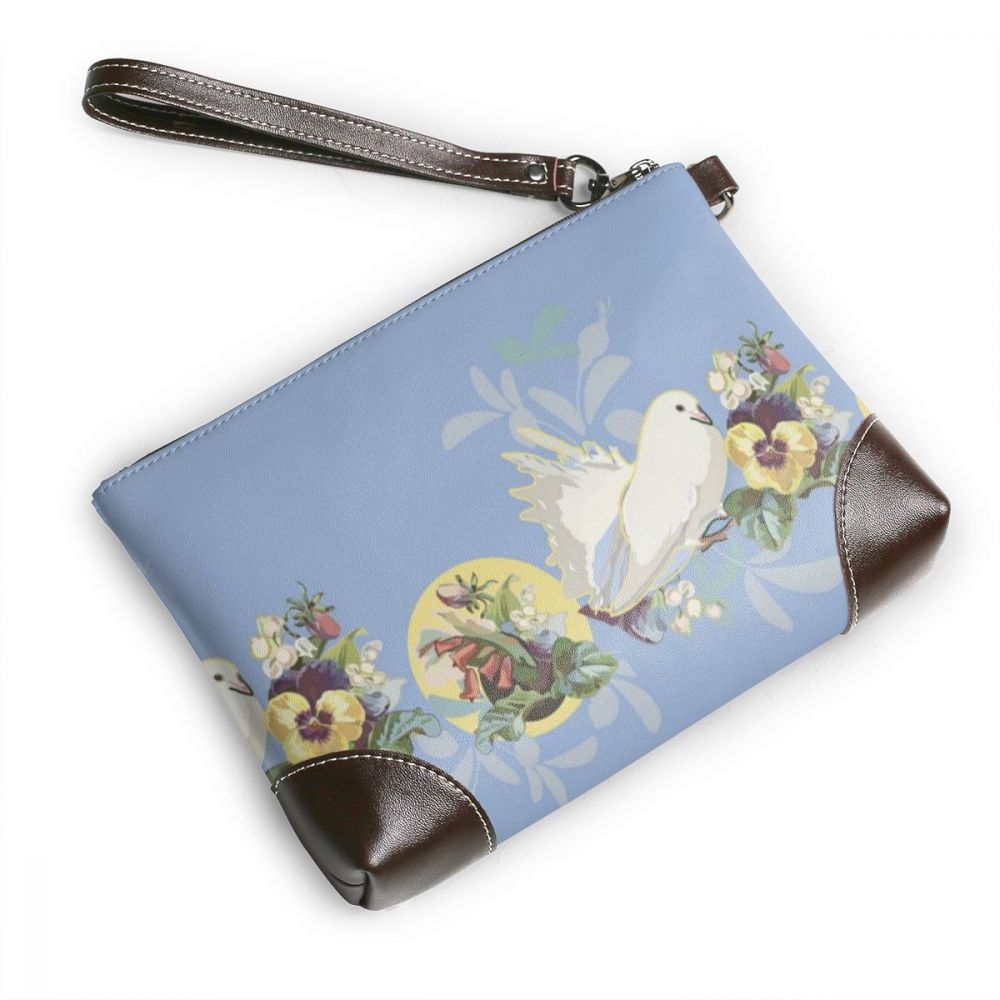 NOISYDESIGNS Luxury Cowhide Leather Clutch Blue Border Flower Bouquet Bird Bag Small Crocodile Pattern Genuine Leather Clutch