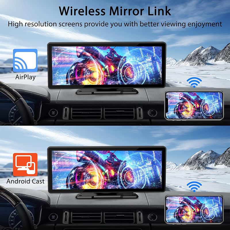 10.26" Wireless CarPlay Screen for Car,Wireless Apple CarPlay & Android Auto,Portable Car Stereo with GPS Navigation, Mirror Link for All Vehicle