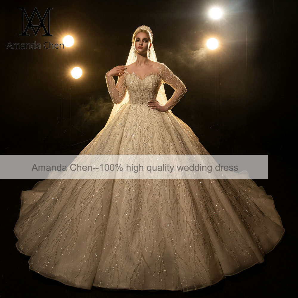 Long Sleeve Glitter Mermaid Wedding Dress