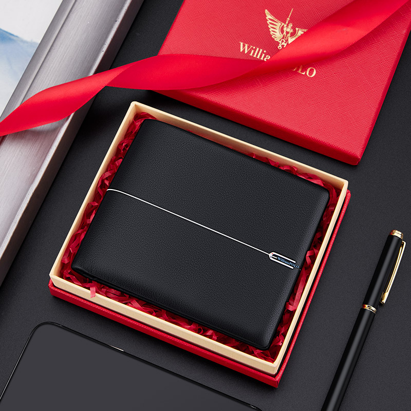 Wallet men's short horizontal wallet business cowhide wallet business wallet bank card card bag coin purse multi-function