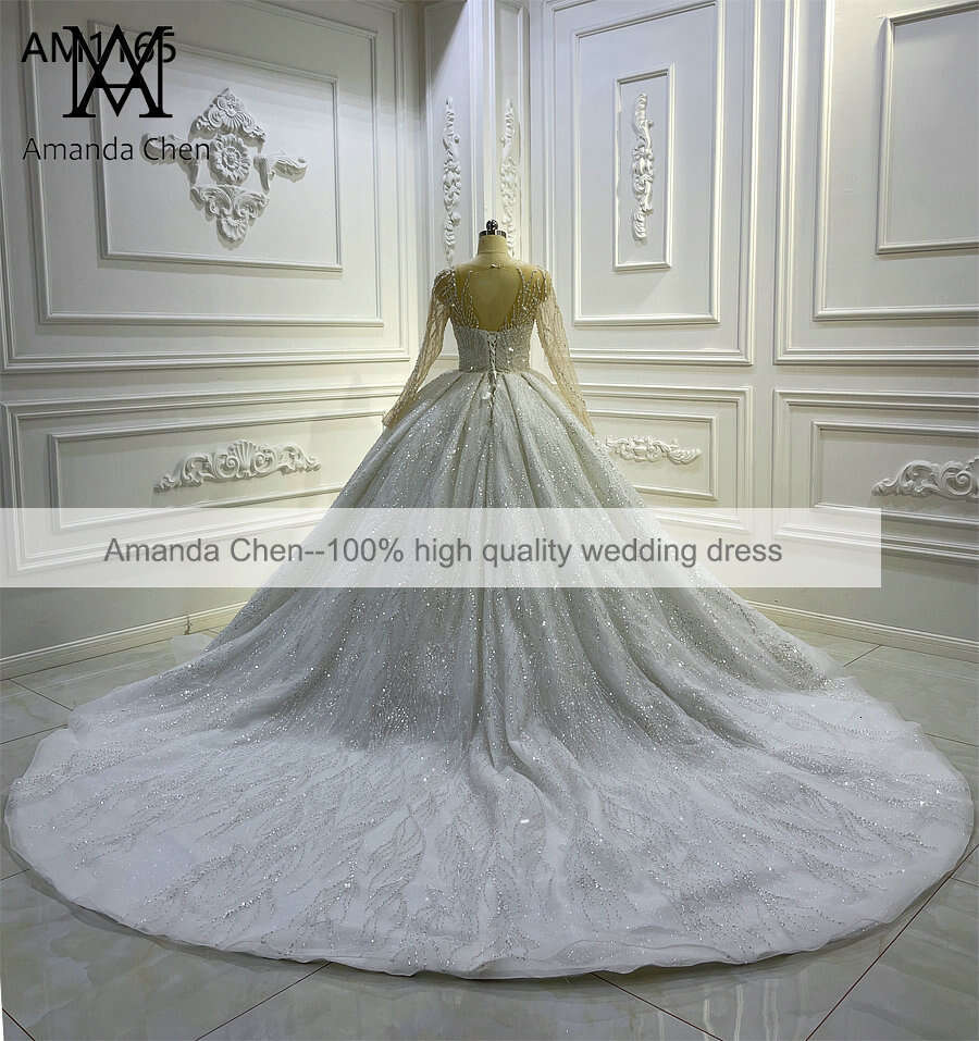 Long Sleeve Glitter Mermaid Wedding Dress