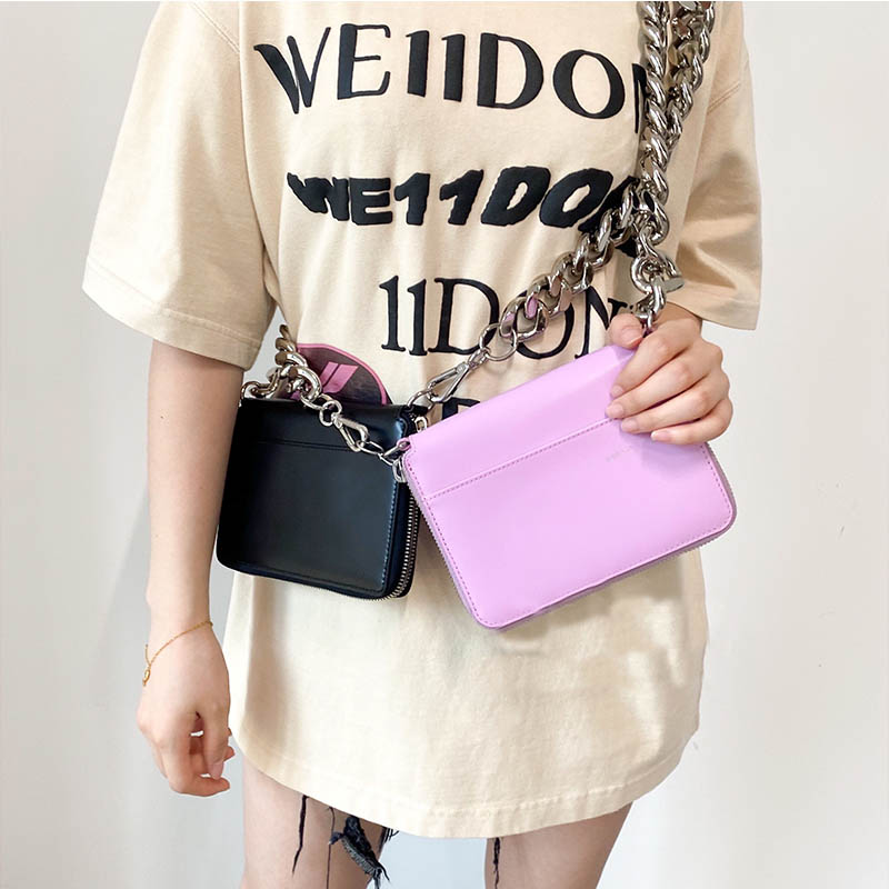 Black Wallet Women Thick Chain Strap Shoulder Bags Mini Lipstick Pocket Fashion Crossbody Messenger Bags Women Handbag And Purse