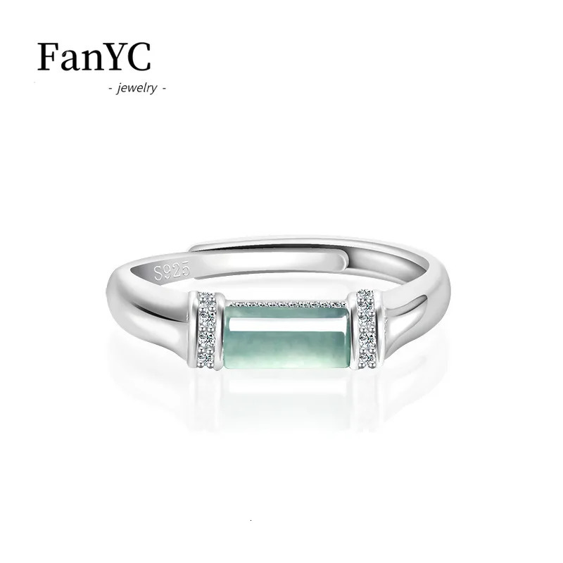 Myanmar A-goods Jade Blue Water Saddle Ring S925 Silver Inlaid Fashion Ice Jade Adjustable Ring Womens Gift 241106
