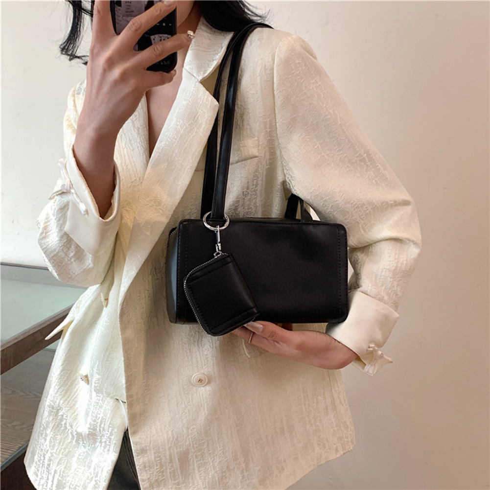 Women Fashion Shoulder Bag Large Capacity Casual Grocery Bag Solid Color Dating Armpit Bag Commute Bag with Matching Clutch Set