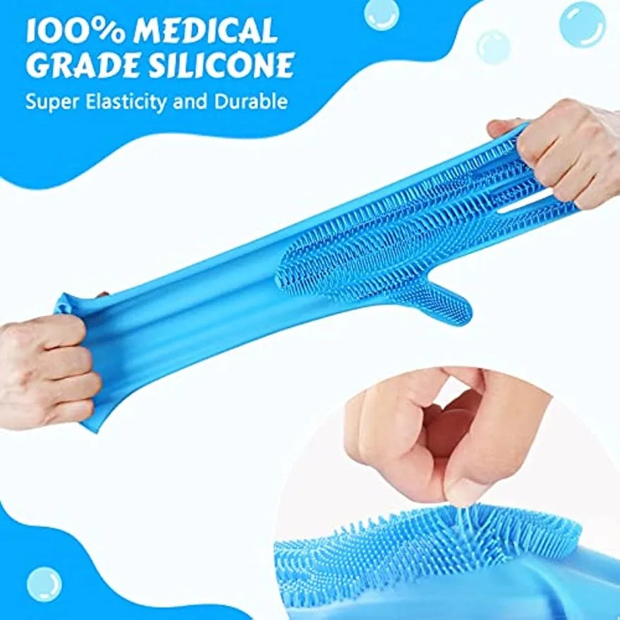 Pet Grooming Bathing Gloves Dog Cat Bathing Shampoo Scrubber Magic Massaging Cleaning Cleaner Sponge Silicon Hair Removal Glove