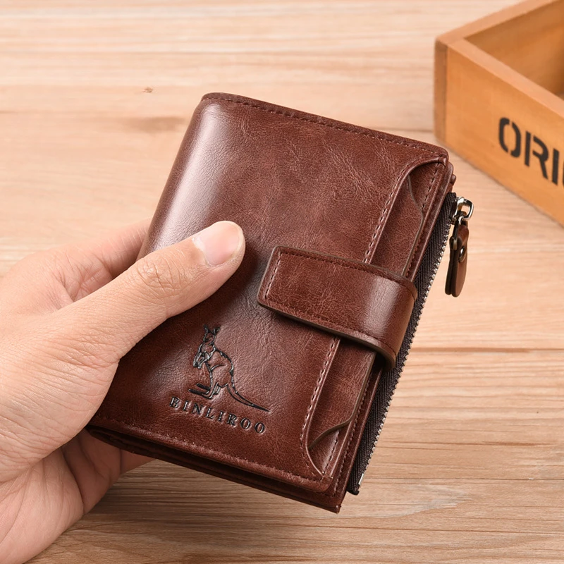 2023 Fashion Business Card Holder ID Money Bag Wallet Male Men's Coin Purse Wallet Blocking Man Leather Wallet Zipper