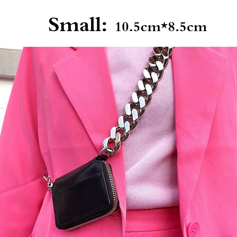 Black Wallet Women Thick Chain Strap Shoulder Bags Mini Lipstick Pocket Fashion Crossbody Messenger Bags Women Handbag And Purse