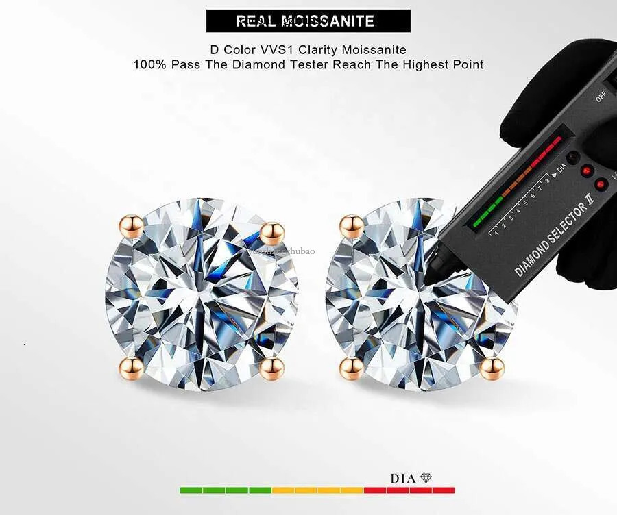 Firstmadam Pure 14K Gold Screw stud semi mount Back Moissanite Earrings for Wife Mom Girlfriend