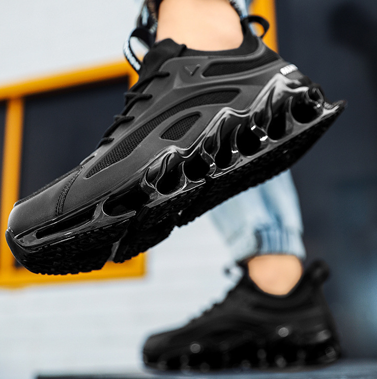 Men's Sports Shoes:Fashion Running Breathable Anti Slip Blade Shoes Athleisure Style Sneakers,Black/White/Blue,Free shipping