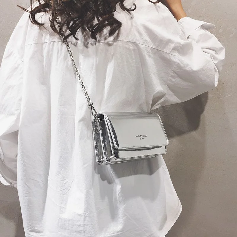 Square Women Shoulder Bag 2023 New Fashion Silver Bolso Mujer Chain Crossbody Bag Female Y2k Daily Shopping Sac A Main