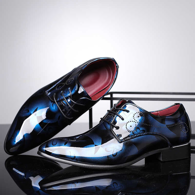 CMM Fashion British Mens Shoes New Shoes Bright Casual Leather Shoes Lace Up Shoes