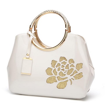 by dhl or ems 10pcs Women Luxury Sequin Handbag Designer High Quality Patent Leather Vintage Flowers Ladies Shoulder Bag