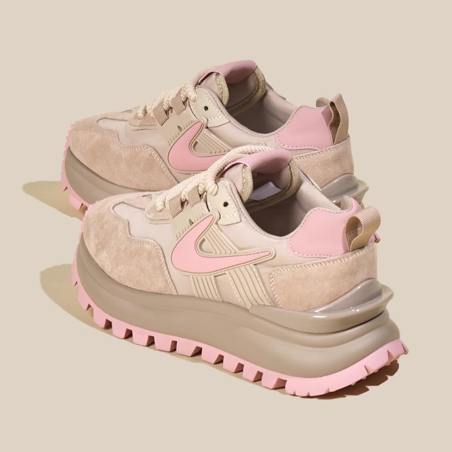 Women's Autumn New Thick Soled Retro Versatile Round Toe Lightweight Casual Sports Shoes.