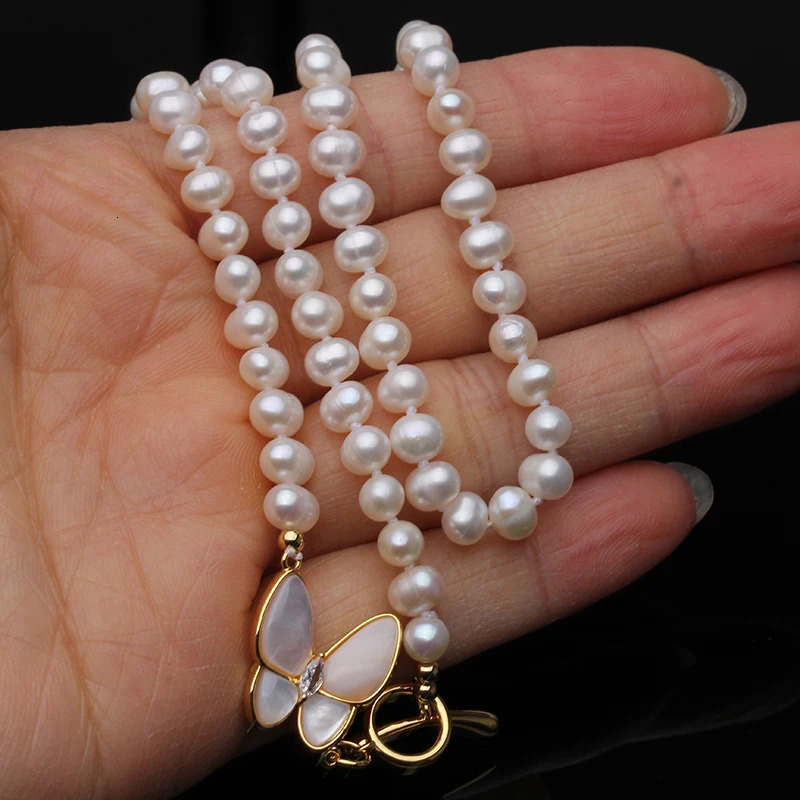 ly arrived genuine freshwater womens pearl necklace gold-plated natural small pearl necklace Korean jewelry 241107