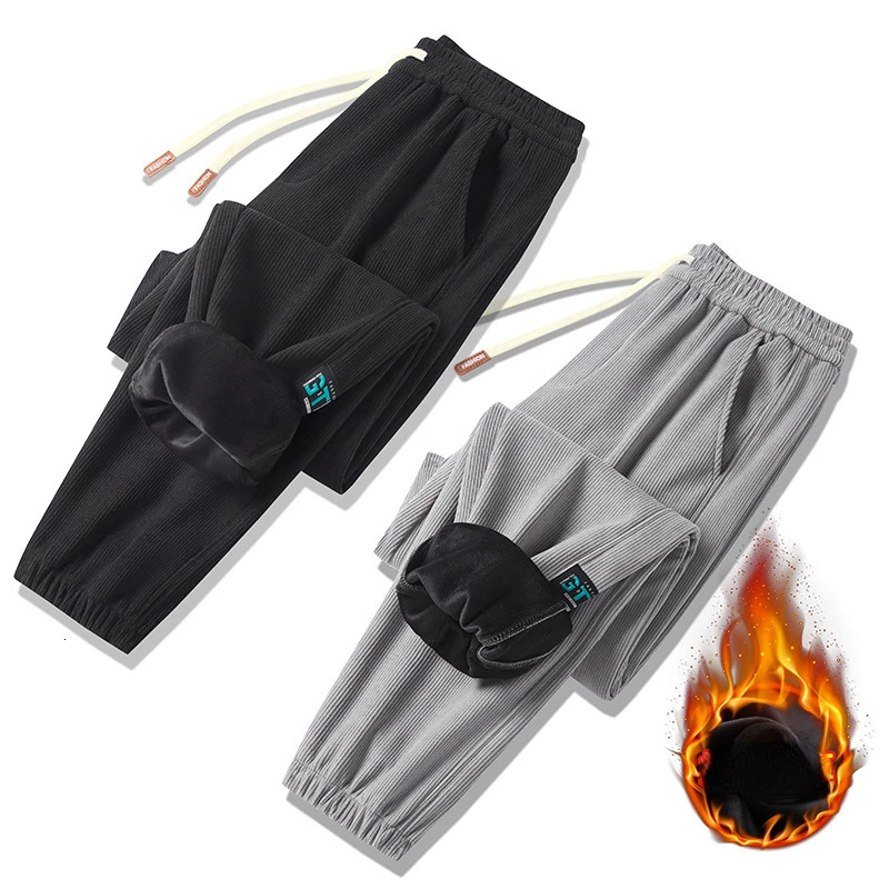 Plus Size 9xl Winter Pants Men Jogger Fleece Warm Trousers 6xl 7xl 8xl Black Yellow Brown Loose Sweatpants Streetwear Fashionv 241104