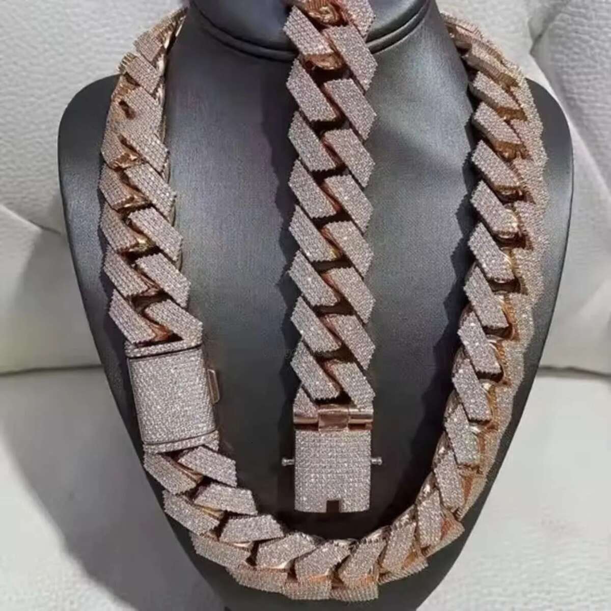 Pendant Necklaces Hip Hop Rapper Sier 25mm Wide 4 Rows Vvs Moissanite Full Iced Out Cuban k Chain Necklace