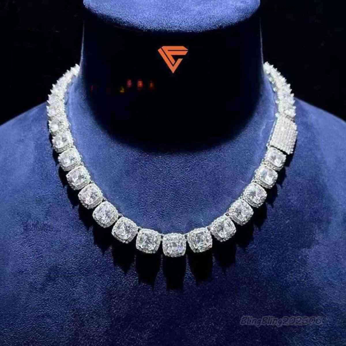 Lifeng Eent Cut Necklace Hand-set Craftsmanship10mm Rock Candy Tennis Chain d Vvs Moissanite Dia Chian