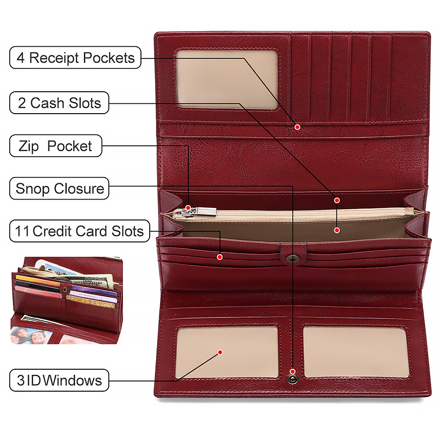 women's wallets genuine leather aesthetic Clutch bag girls RFID Anti theft brush folding Purse money Bag Coins Luxury Cardholder