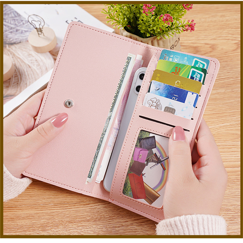 Thin Multi-Card Coin Pouch Ladies PU Long Section Multifunctional Wallet Simple Clutch Bag Multi Card Position Coin Purse