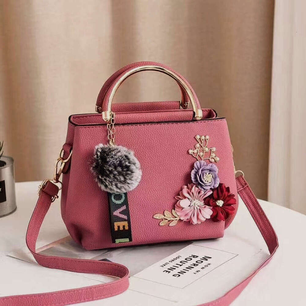 New Flower Special Handbag Fashion Women's Hair Ball Pendant Single Shoulder Crossbody Bag Bags