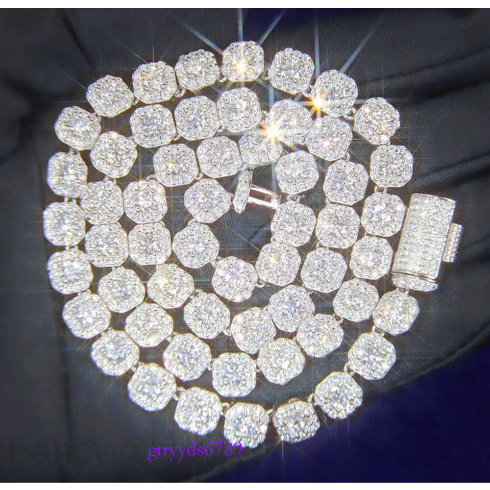Necklace bracelet Moissanite Dia Custom Vvs Cuban k S Sier 8mm 12mm Large Tennis Chain Solid Back Hiphop