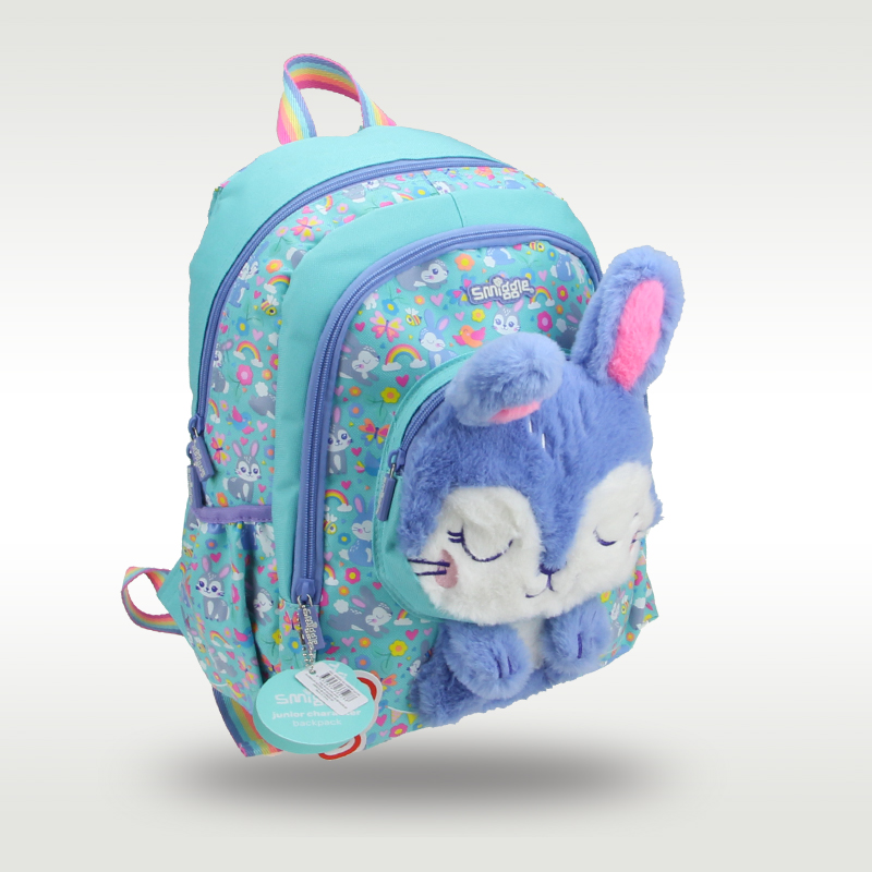 Australia Smiggle original hot-selling children's schoolbag high quality cute blue rabbit plush girl bag 3-6 years old 14 inches