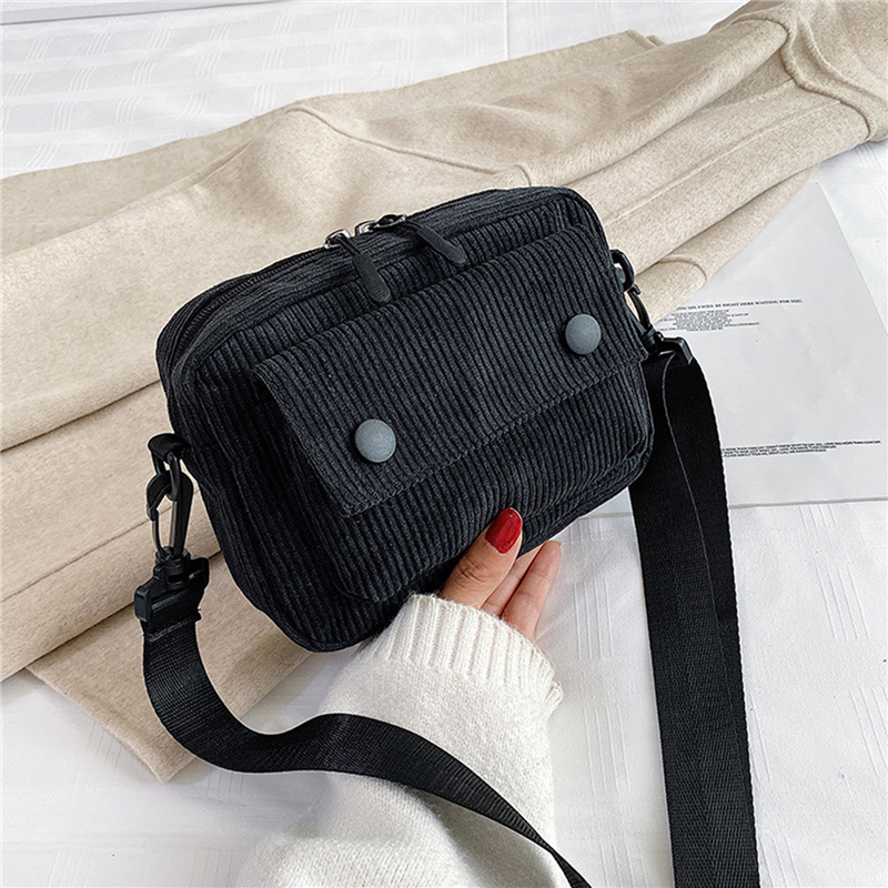 Women Bag Leisure Single Shoulder Messenger Bag Casual Corduroy Small Square Bag Mini Simple Women CrossBody Bag Purse Phone Bag