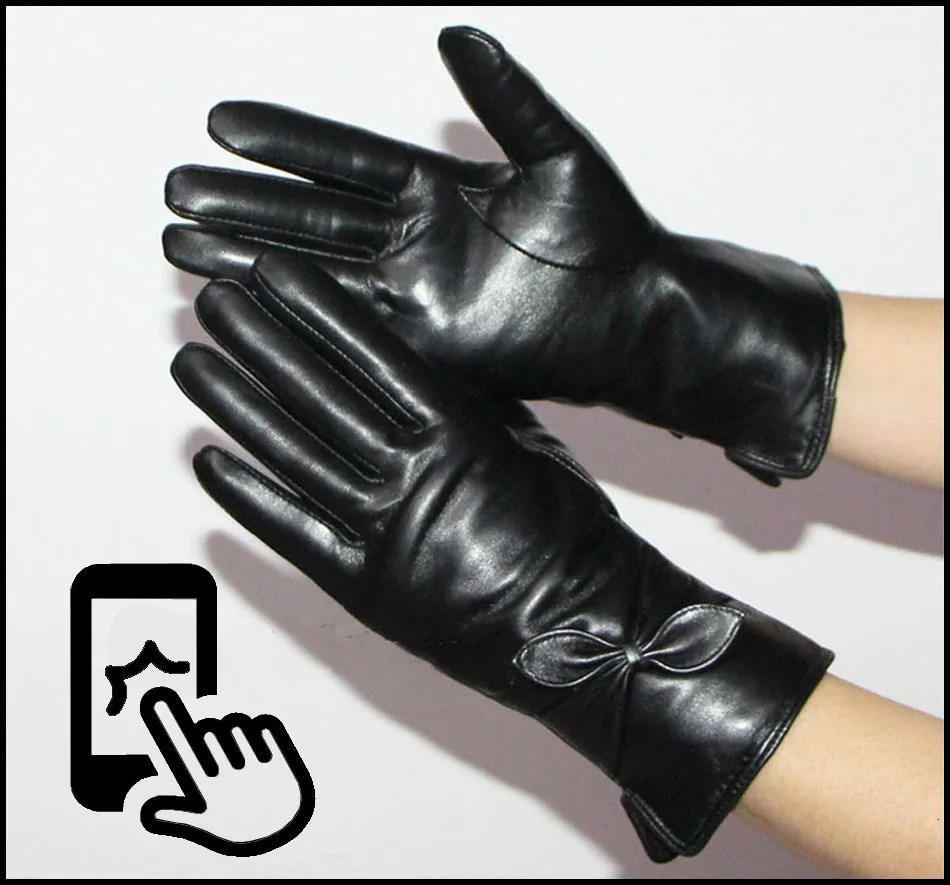 Leather fur sheepskin gloves womens sheepskin wool gloves thick warm leather wool gloves winter touch screen windproof 241106