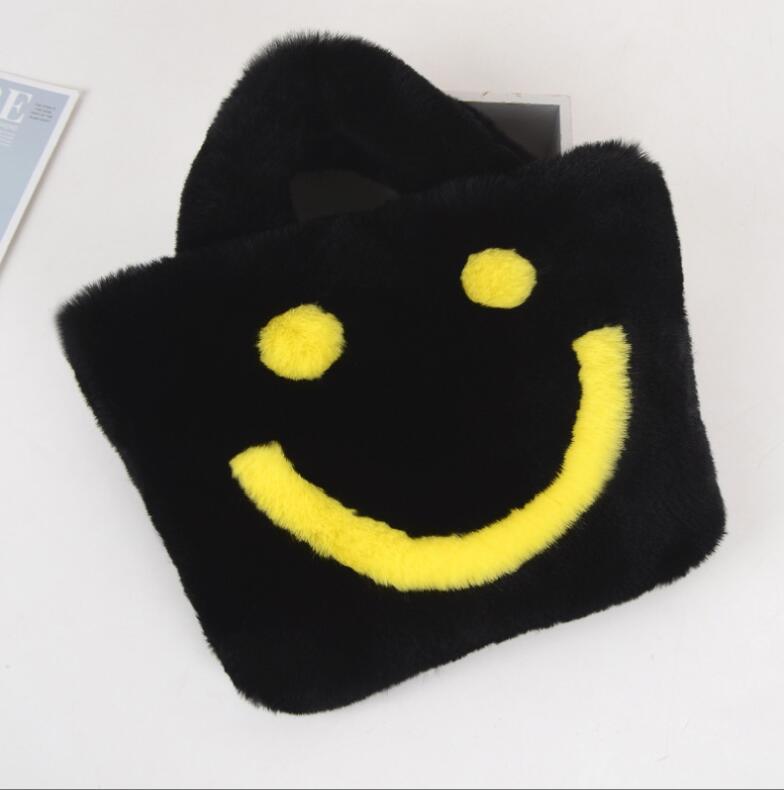 Women's Soft Plush Handbag Fashion Autumn Winter Pink Cartoon Plush Shoulder Messenger Bag Cute selling cute smiley bag femme