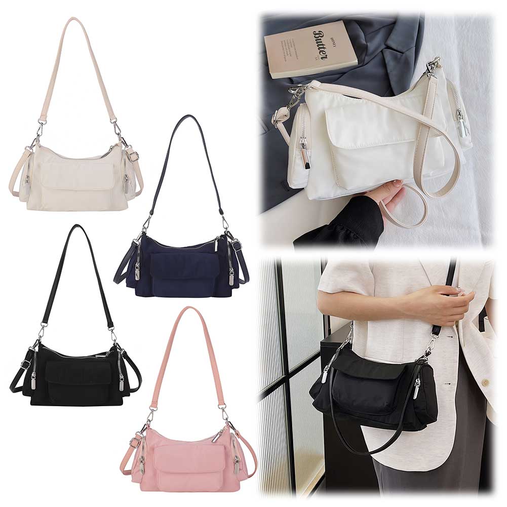 Simple Shoulder Bag Multiple Pockets Top Handle Handbag Solid Color Casual Shoulder Purse Satchel Purse for Women