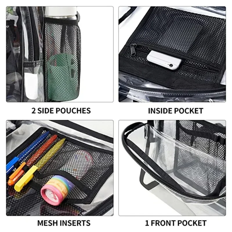 1pc Transparent PVC Backpacks Outdoor Sport Large Capacity Bag